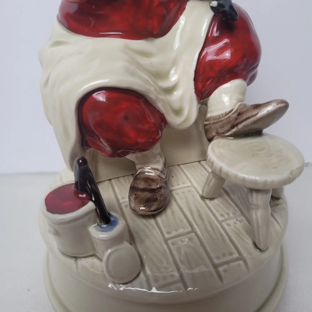 Vintage Otagiri Porcelain Musical Santa Figurine Here Comes Santa Hand Painted